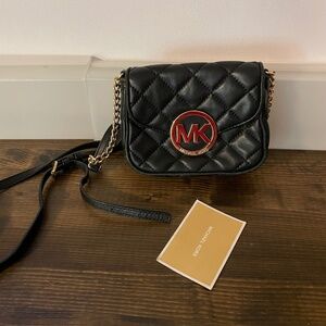 Michael Kors quilted crossbody black gold